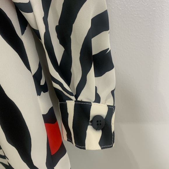 Vintage Helen Fabrikant Tunic Top Blouse Zebra Print Red Accent sz Med USA - Picture 4 of 6